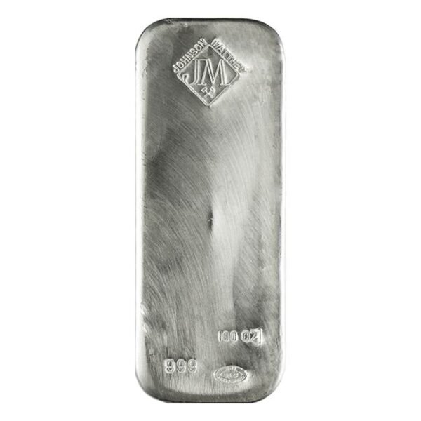 100 oz Johnson Matthey Silver Bar – .999 Fine Silver
