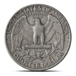 Reverse side of a 1954 Washington quarter showing eagle and motto, collected by Ponte Vedra coin buyers