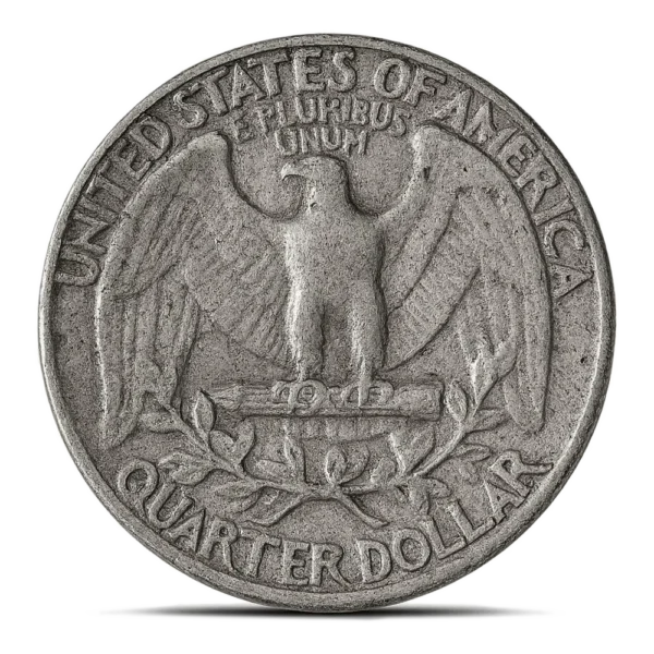 Reverse side of a 1954 Washington quarter showing eagle and motto, collected by Ponte Vedra coin buyers