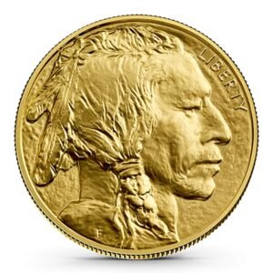 Close-up of an American Gold Buffalo coin with Native American profile, favored by Ponte Vedra gold buyers in Florida