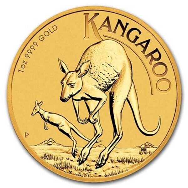 1 oz Australian Gold Kangaroo coin featuring a kangaroo pair in the outback, collected by Ponte Vedra gold buyers in Florida