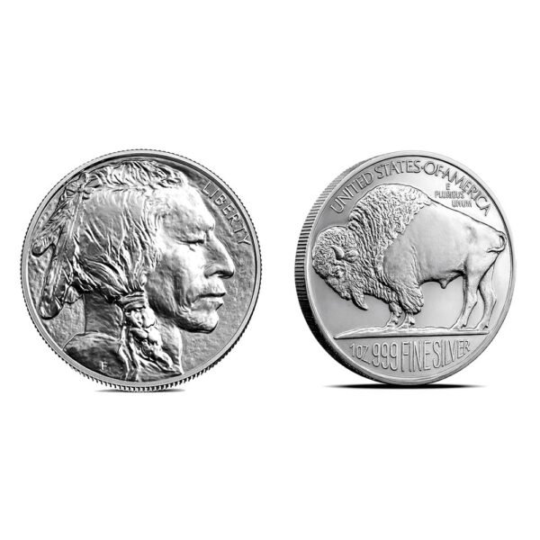 Obverse and reverse of the 1 oz Silver Buffalo Coin set used in Ponte Vedra silver transactions