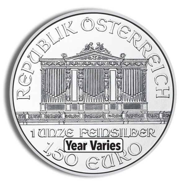 1 oz Austrian Silver Philharmonic Coin - Random Year - Brilliant Uncirculated - .999 Fine Silver - Image 2