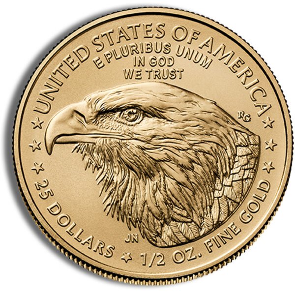2025 1/2 oz American Gold Eagle Coin - Brilliant Uncirculated - .9167 Fine Gold - Image 2