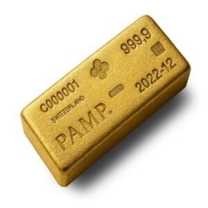 2022 PAMP Suisse gold bar with white background, 999.9 fine gold from Switzerland trusted by Ponte Vedra gold buyers