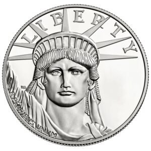 Close-up of a U.S. Platinum Liberty coin used in Ponte Vedra precious metal investments