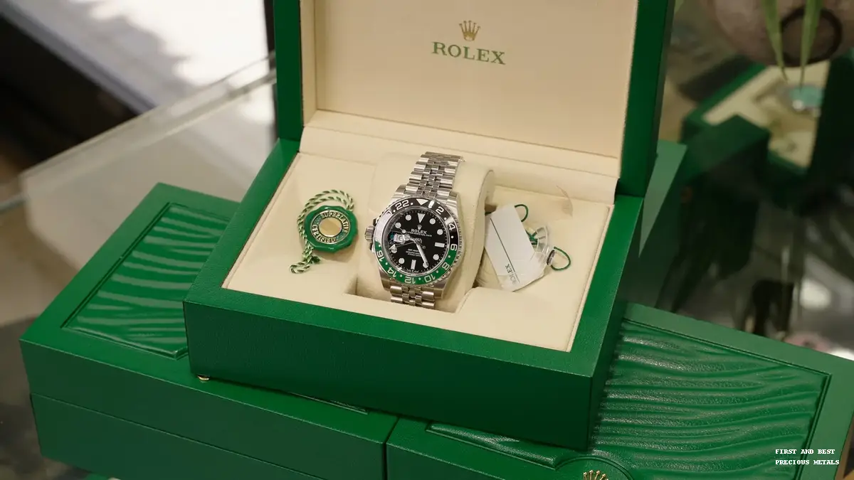Rolex GMT-Master II with Box and Papers – Ponte Vedra Watch Buyers | First and Best Precious Metals Rolex GMT-Master II watch in original box with hang tags and paperwork, featured by First and Best Precious Metals in Ponte Vedra, Florida