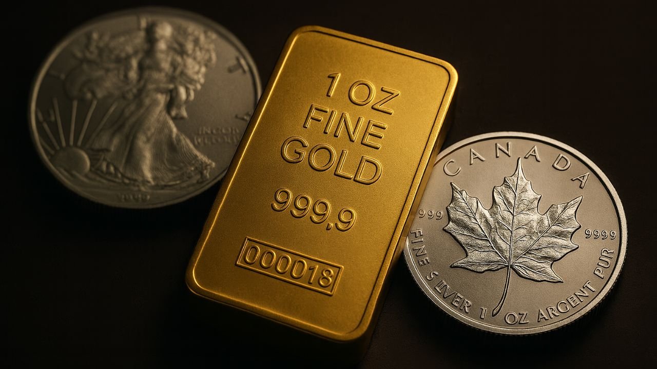 Valcambi gold bars and American Gold Eagle coin beneath blog headline about selling gold in Florida