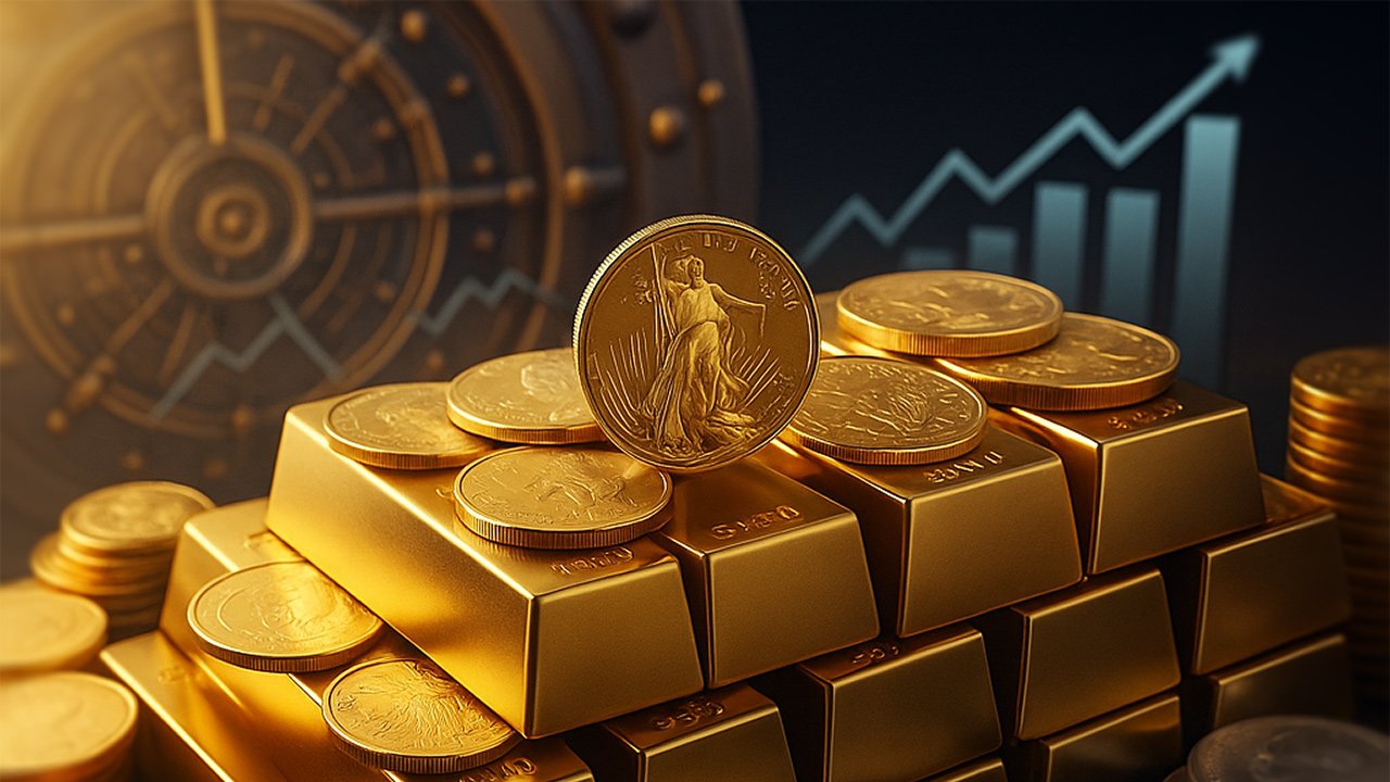 Valcambi gold bars and American Gold Eagle coin beneath blog headline about selling gold in Florida