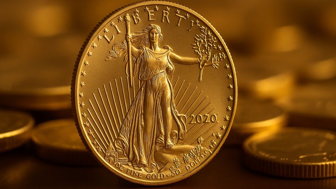 Valcambi gold bars and American Gold Eagle coin beneath blog headline about selling gold in Florida