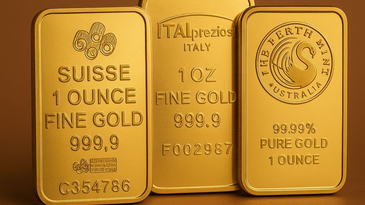 Valcambi gold bars and American Gold Eagle coin beneath blog headline about selling gold in Florida