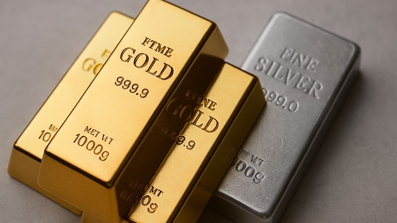 Valcambi gold bars and American Gold Eagle coin beneath blog headline about selling gold in Florida