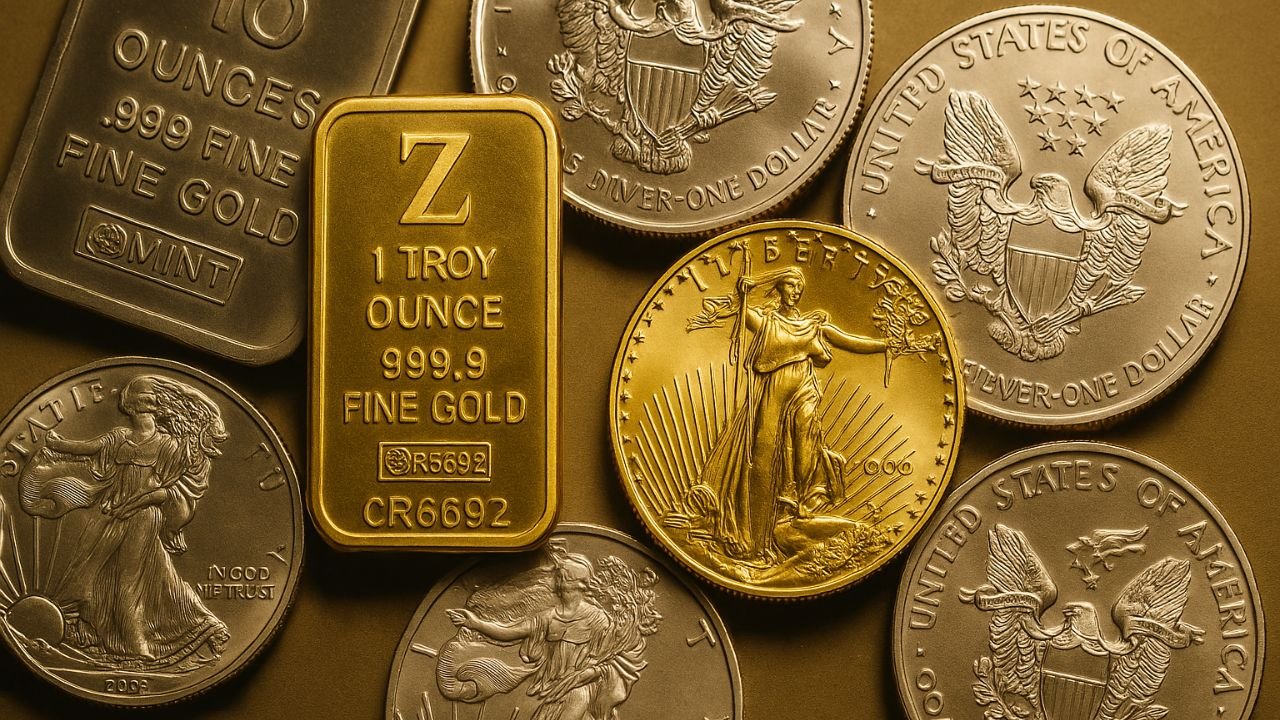 Valcambi gold bars and American Gold Eagle coin beneath blog headline about selling gold in Florida