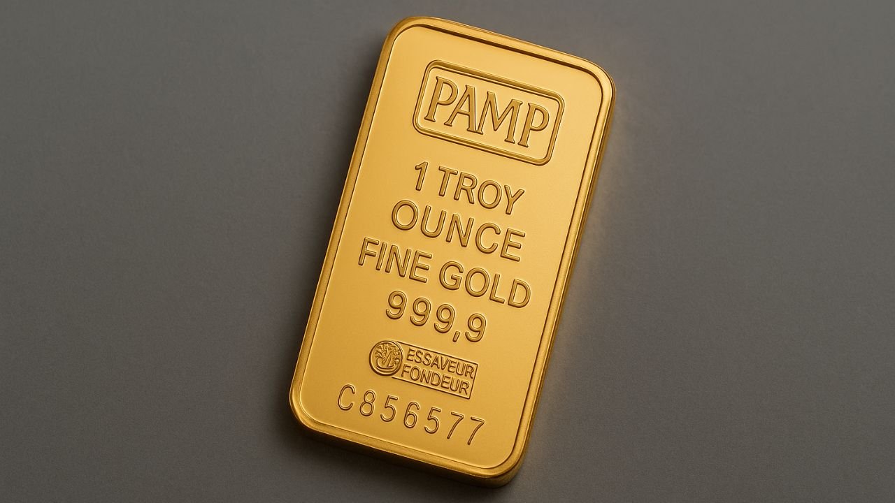 Valcambi gold bars and American Gold Eagle coin beneath blog headline about selling gold in Florida