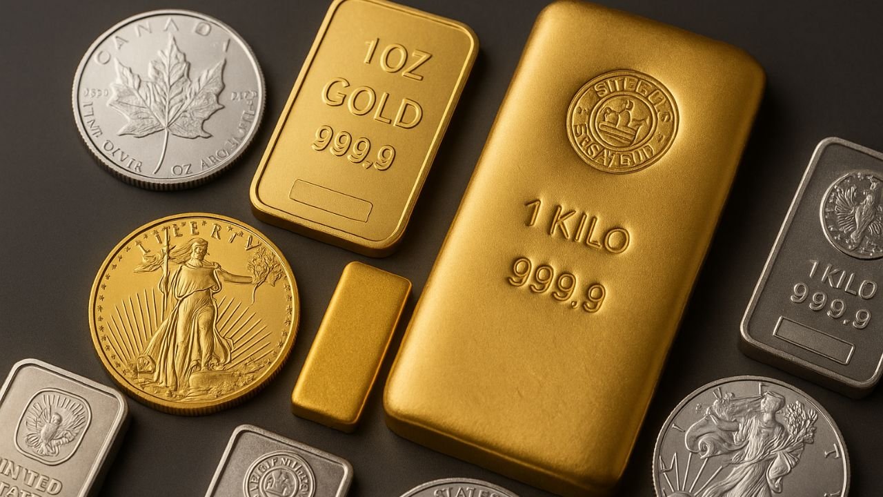 Valcambi gold bars and American Gold Eagle coin beneath blog headline about selling gold in Florida