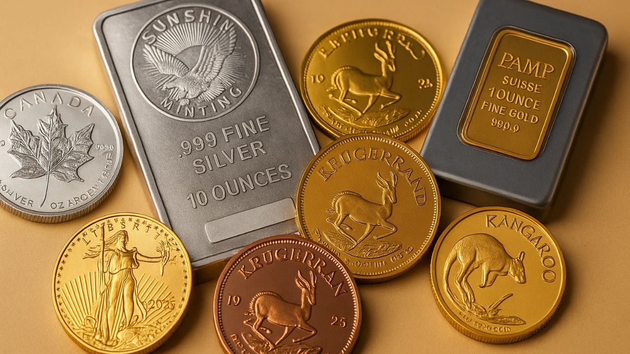 Valcambi gold bars and American Gold Eagle coin beneath blog headline about selling gold in Florida