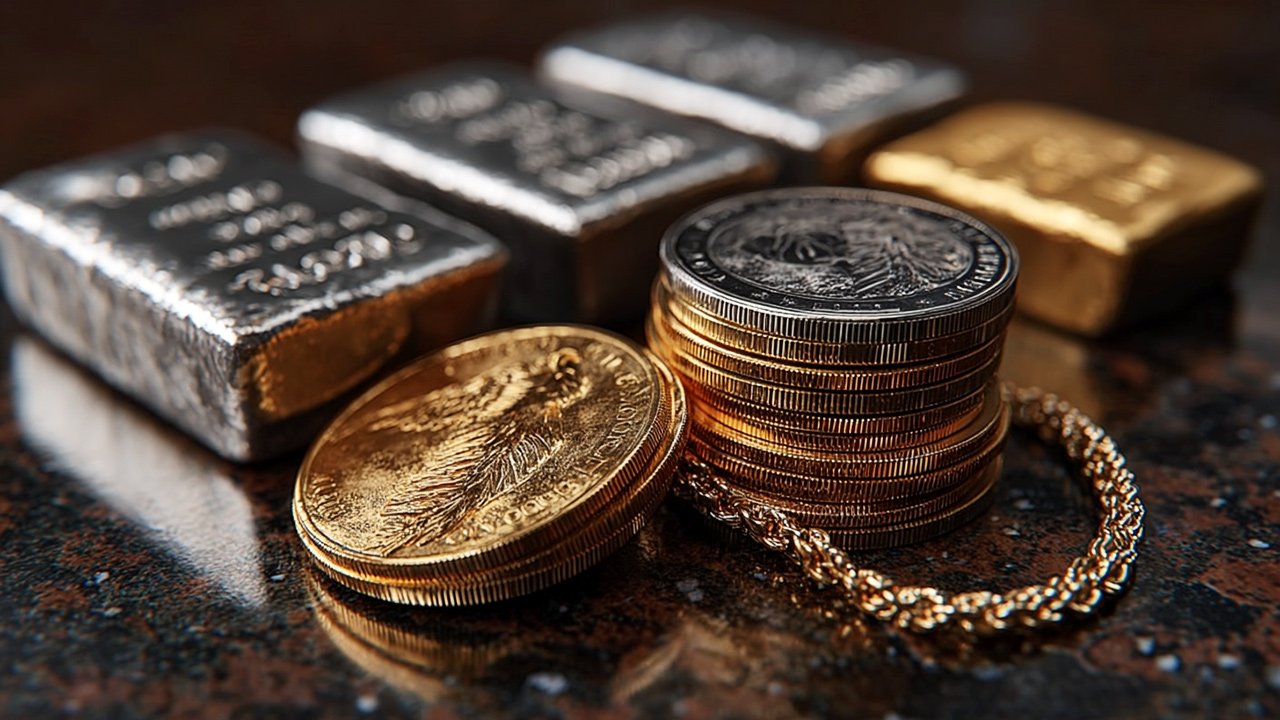 Valcambi gold bars and American Gold Eagle coin beneath blog headline about selling gold in Florida