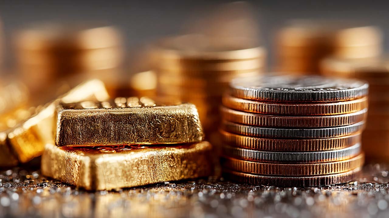 Valcambi gold bars and American Gold Eagle coin beneath blog headline about selling gold in Florida